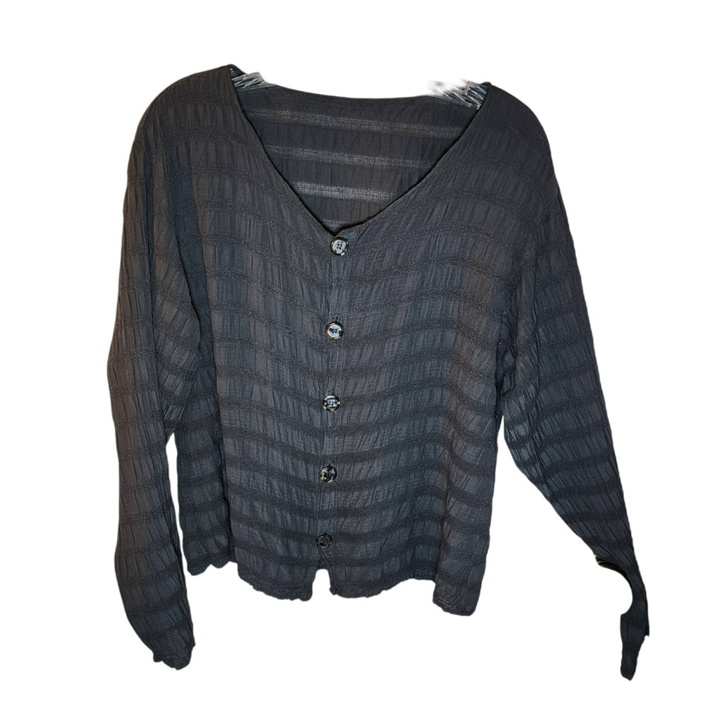 CP Shades Sausalito R463-147 Button Front Blouse Small‎ Gray Rayon Top